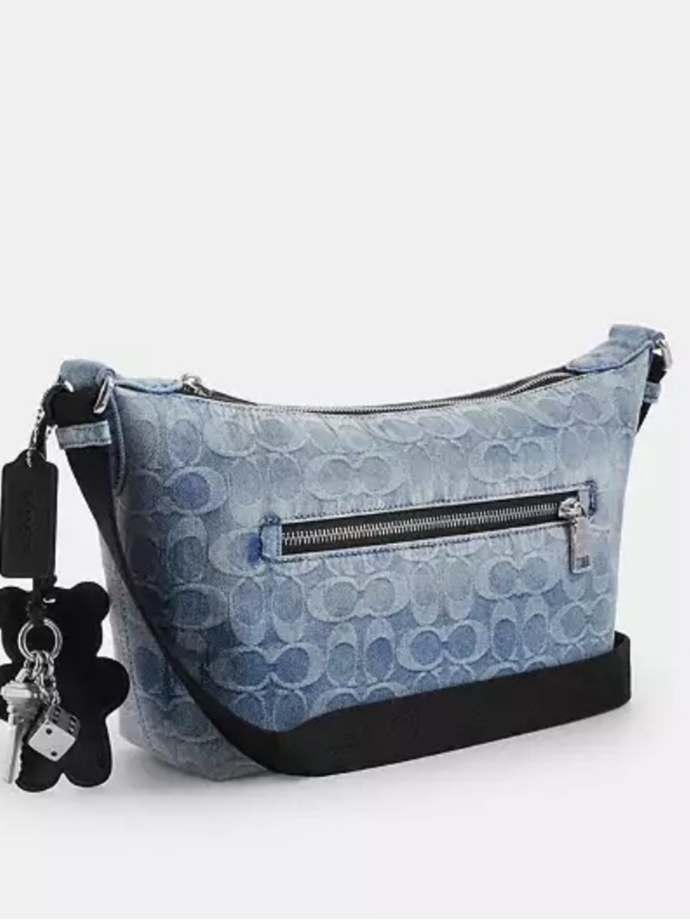 Coach Light Blue Signature Denim Crossbody with Charm
